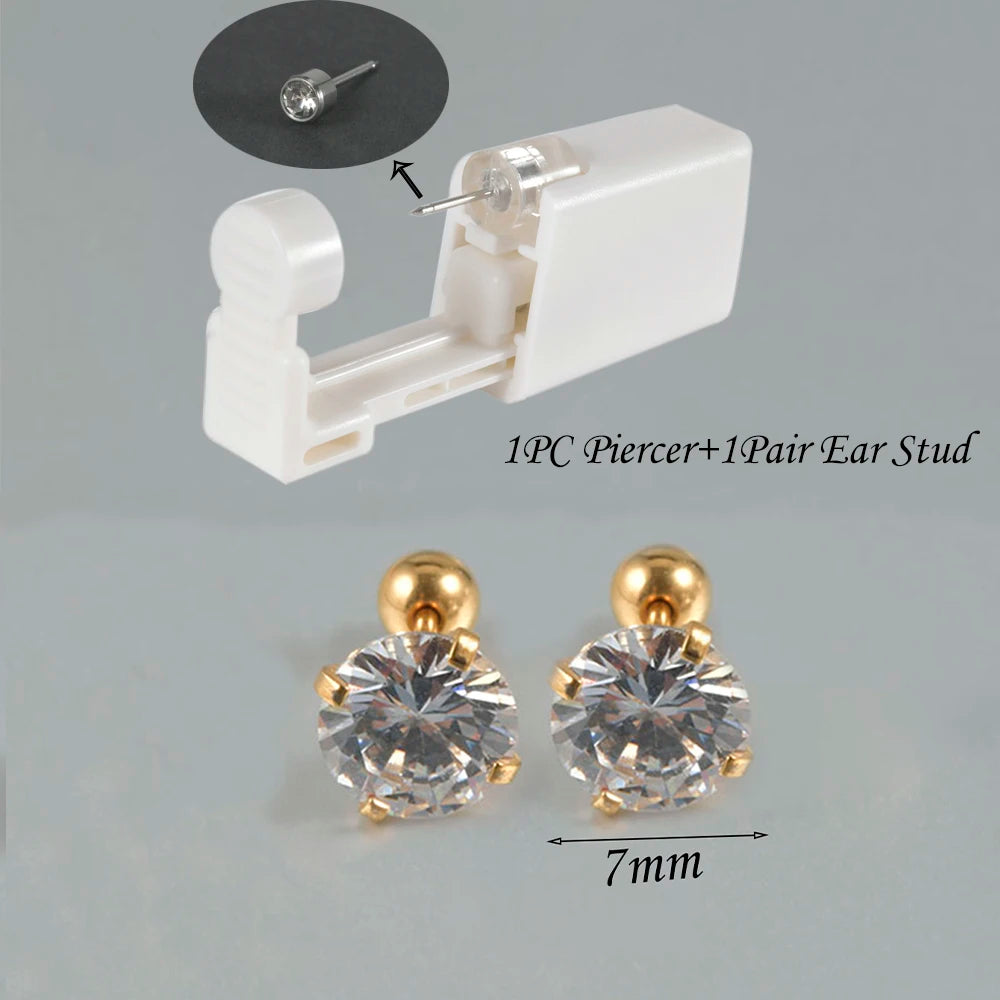 Kit de Piercing de Oreja Desechable Estéril - Circonita Redonda