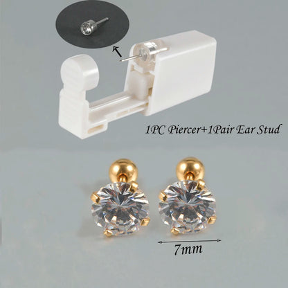 Kit de Piercing de Oreja Desechable Estéril - Circonita Redonda