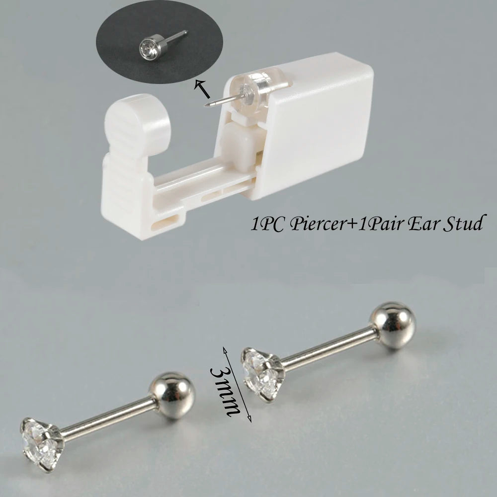 Kit de Piercing de Oreja Desechable Estéril - Circonita Redonda