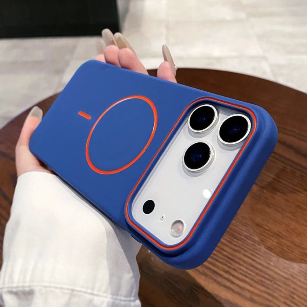 Luxury For Magsafe Silicone Phone Case For iPhone 11 12 13 14 15 16 17 18 Pro Max Magnetic Wireless Charging Back Case Cover