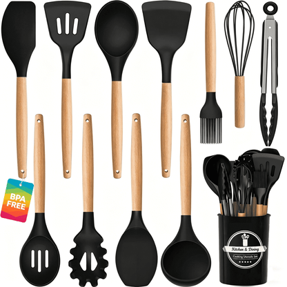 Set de 12 Utensilios de Cocina de Silicona Antiadherente