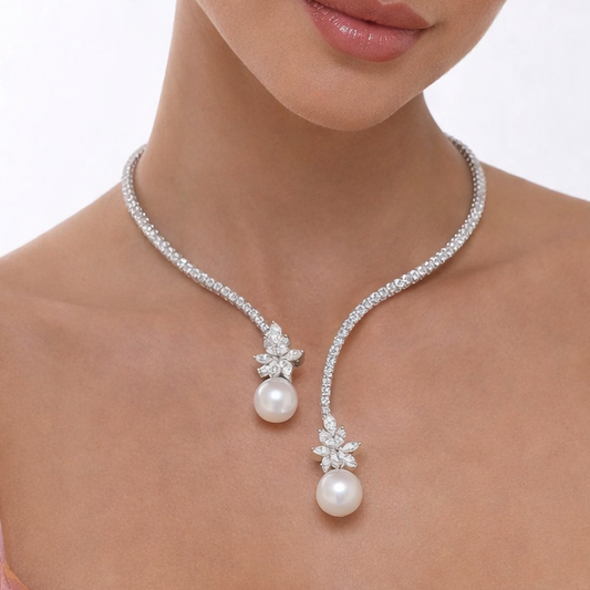 Collar Elegante de Perlas y Plata Esterlina Brillante