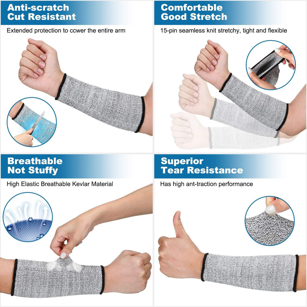 Set de 2 Pares de Mangas Protectoras Resistentes a Cortes