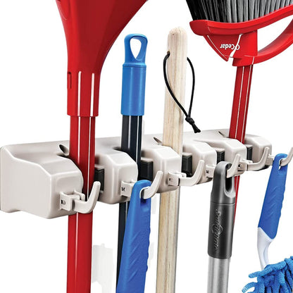 Soporte de Pared para Fregona y Escoba con 5 Ranuras