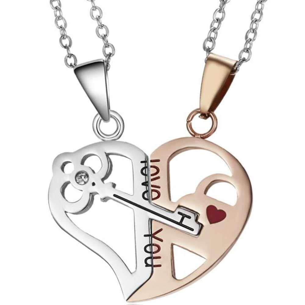 Collar de Cadena Corazon de Acero Inoxidable para Parejas