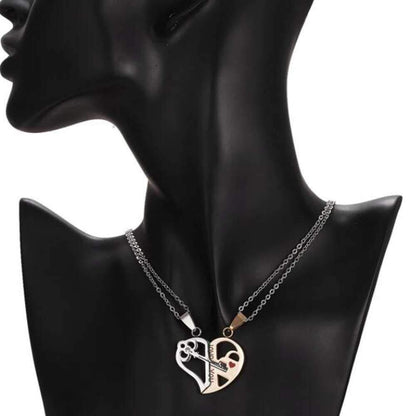 Collar de Cadena Corazon de Acero Inoxidable para Parejas