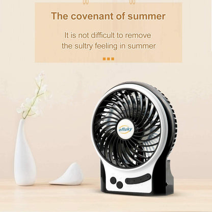 Ventilador de Pie Portátil Recargable con Luz LED