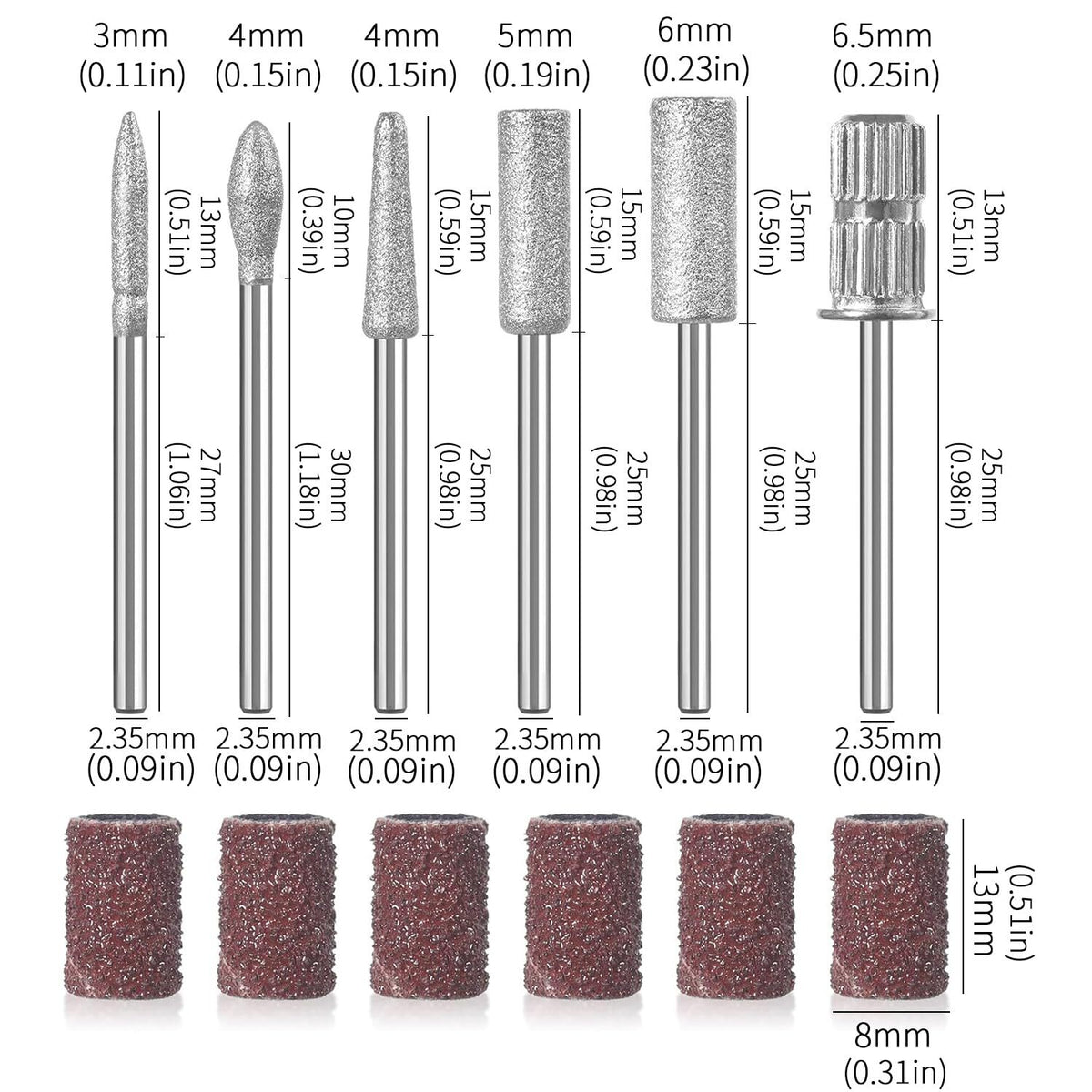 Juego de 6 Brocas para Unas Manicura y Pedicura