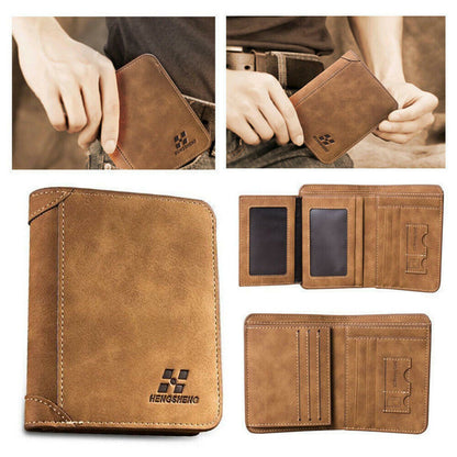Cartera de Cuero para Hombre Delgada con Bloqueo RFID