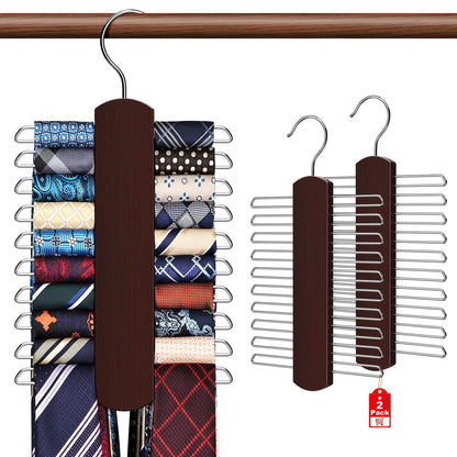 Set de 2 Organizadores de Madera para Corbatas y Cinturones