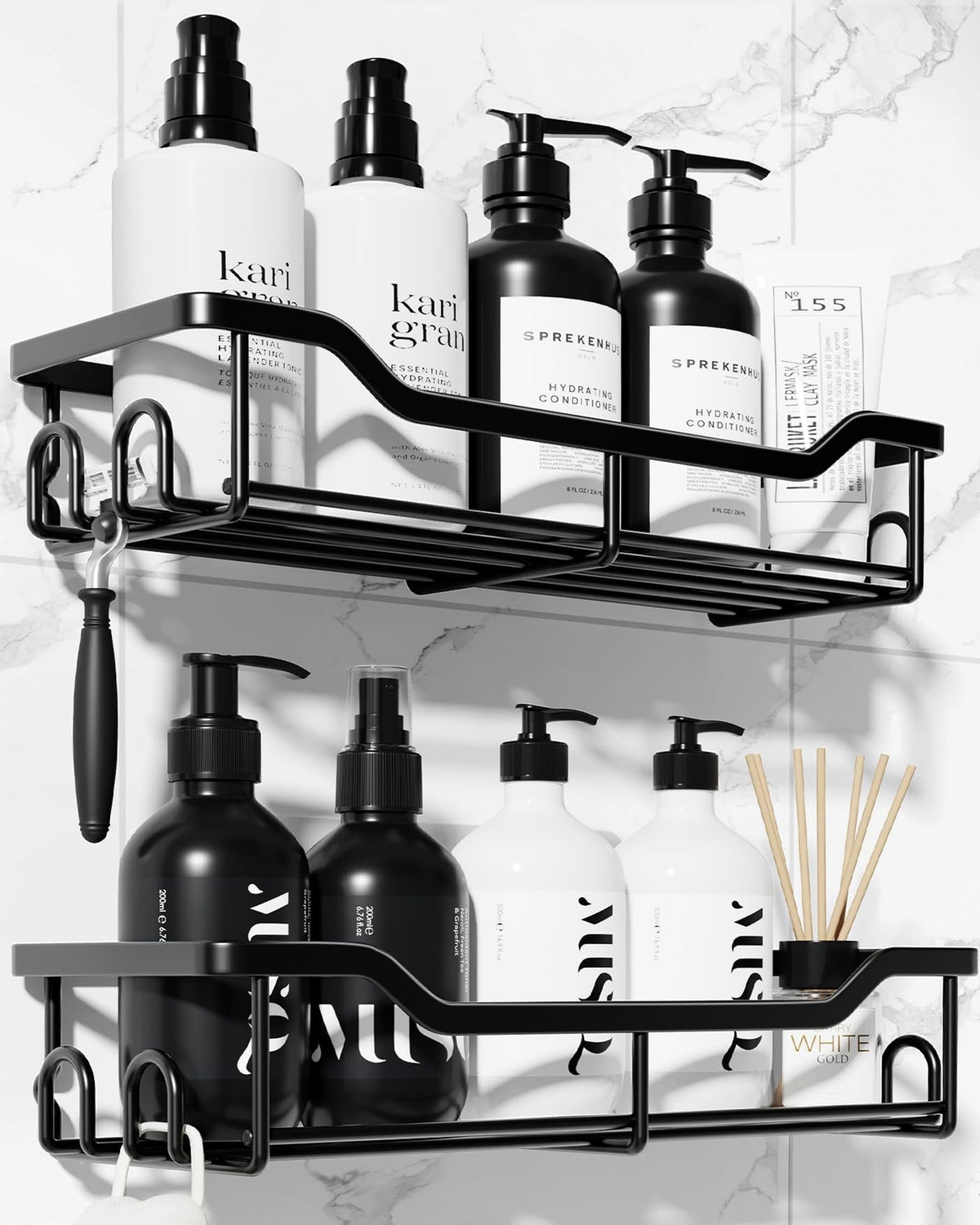 Pack de 2 Estanterías de Ducha de Acero Inoxidable