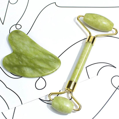 Set de Rodillo de Jade y Gua Sha para el Rostro