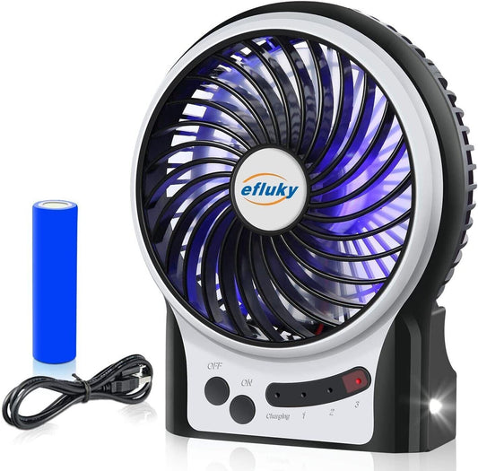Ventilador de Pie Portátil Recargable con Luz LED