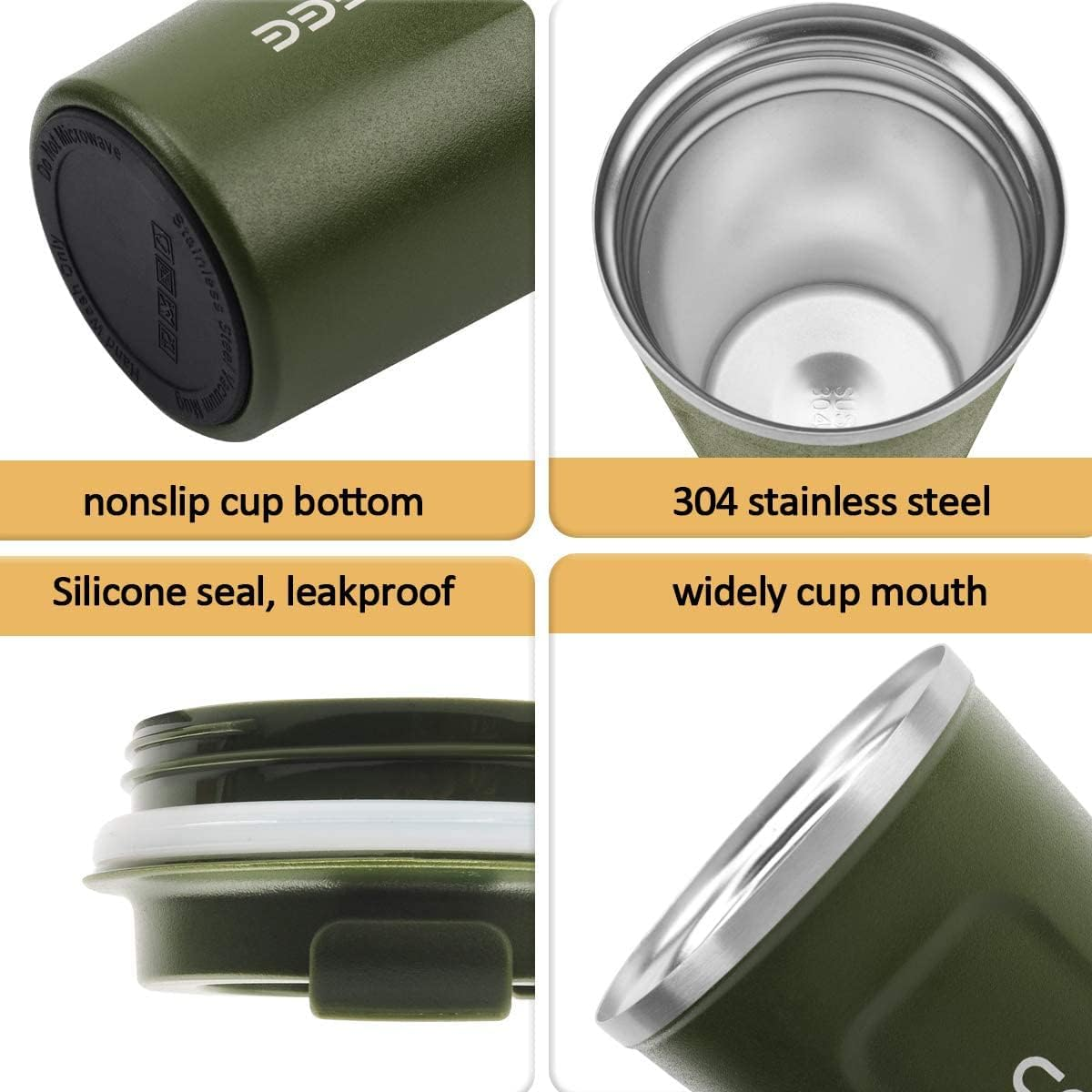 Vaso Térmico de Acero Inoxidable para Café (12oz)