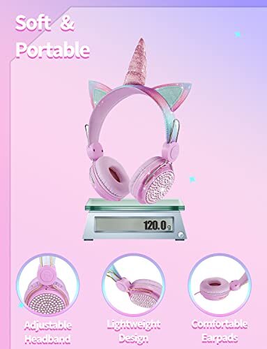 Auriculares Bluetooth de Unicornio para Niñas