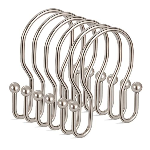 Set de 24 Ganchos Dobles de Acero Inoxidable para Cortina de Baño