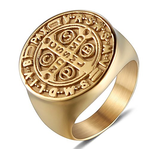 Anillo de Acero Inoxidable San Benito para Hombre