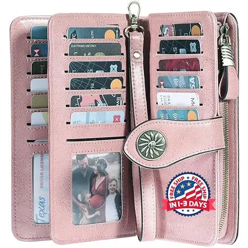 Billetera de Cuero con Bloqueo RFID para Mujer